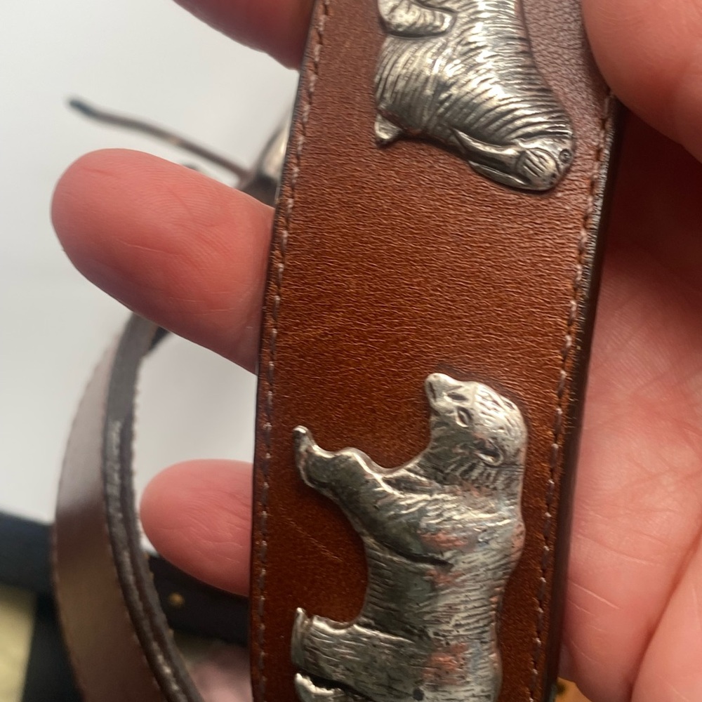 1990’s 32’ Brighton  Leather Women’s Belt with Endangered Animals Concho Accents